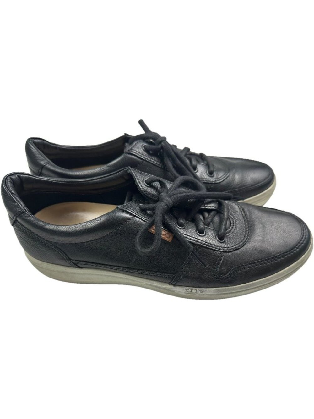 ECCO Soft 7 Mens Black Leather Lace Up Low Top Sneakers Size 10